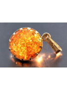 "Classic Amber Pendant with 14K Vintage Rose Gold Accent" vpab001